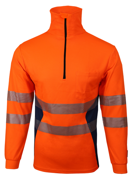 Zip-Sweater BORMIO SAFETY Bachtel HiVis orange/dunkelblau